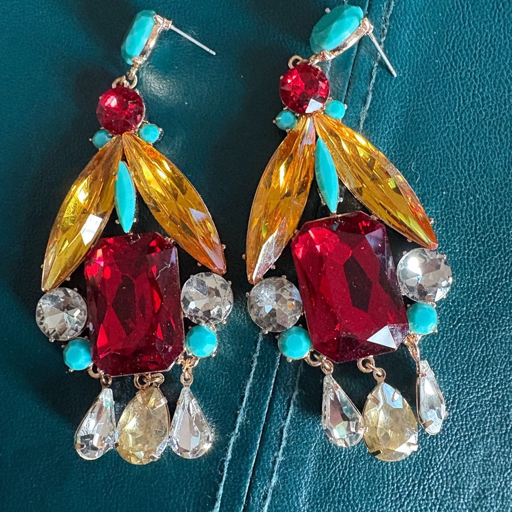 Elegant Red and Gold Statement Earrings